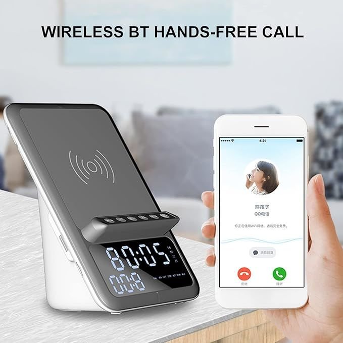 Kablosuz BT5.1 Hoparlör 15 W Kablosuz Şarj Cihazı Hızlı Şarj Telefon Standı