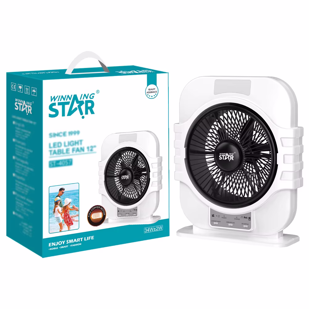 Winning Star 12″ USB/AC‑DC Şarjlı Masa Vantilatörü