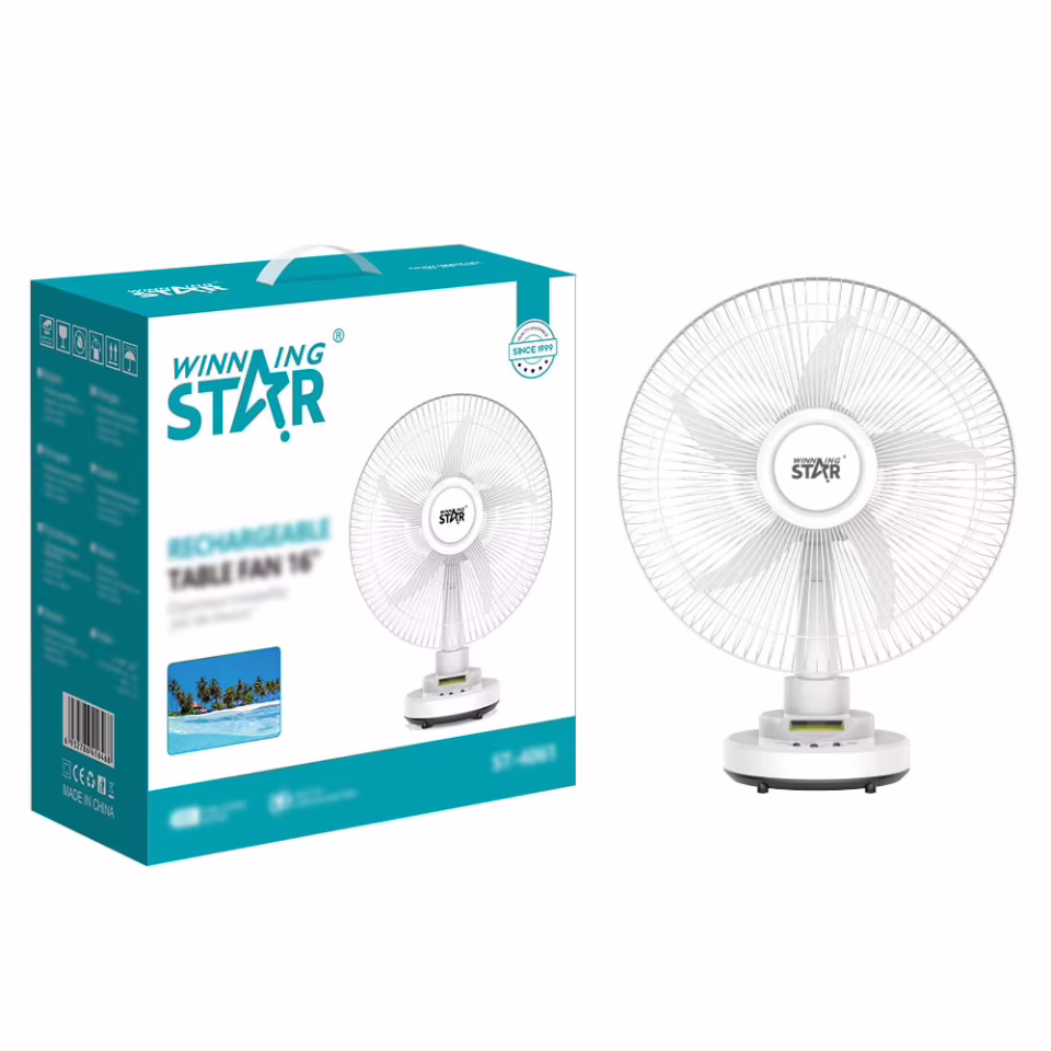 Winning Sta  16″ Şarjlı Masa Fanı (Güneş Paneli Uyumlu)