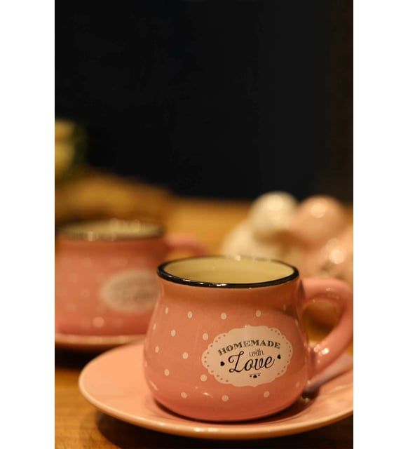 2 Kişilik Kahve Fincanı Takımı Pembe