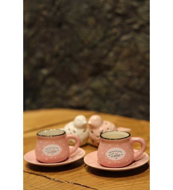 2 Kişilik Kahve Fincanı Takımı Pembe