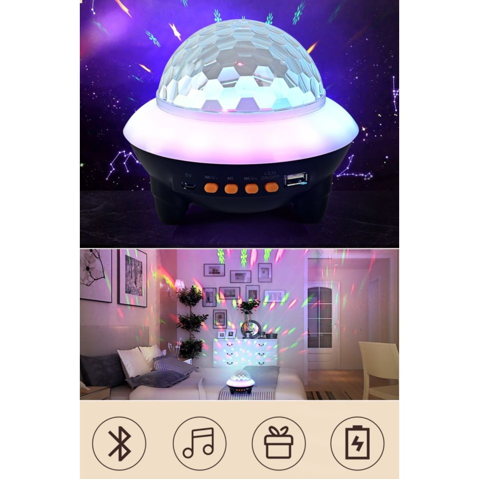 Gold Orion Disko Bluetooth Hoparlör ve Gece Lambası