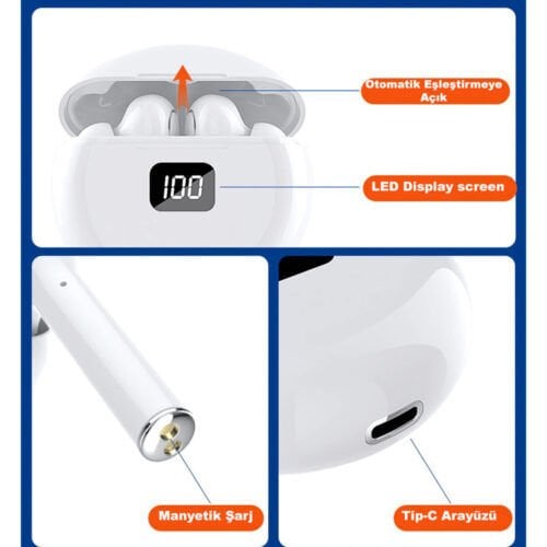 Çift Mic Otomatik Bağlantı Tws Spor 5.0 Bluetoothlu Kulaklık