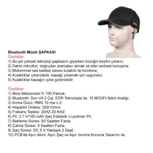 Bluetooth Kulaklık Uniseks Modalı Şapka