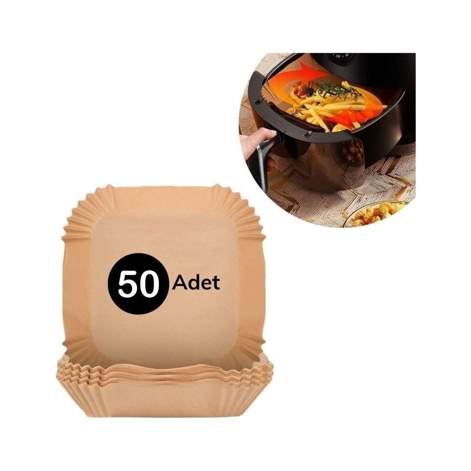 50 Adet AirFryer Kare Pişirme Kağıdı Tek Kullanımlık 20x20x4
