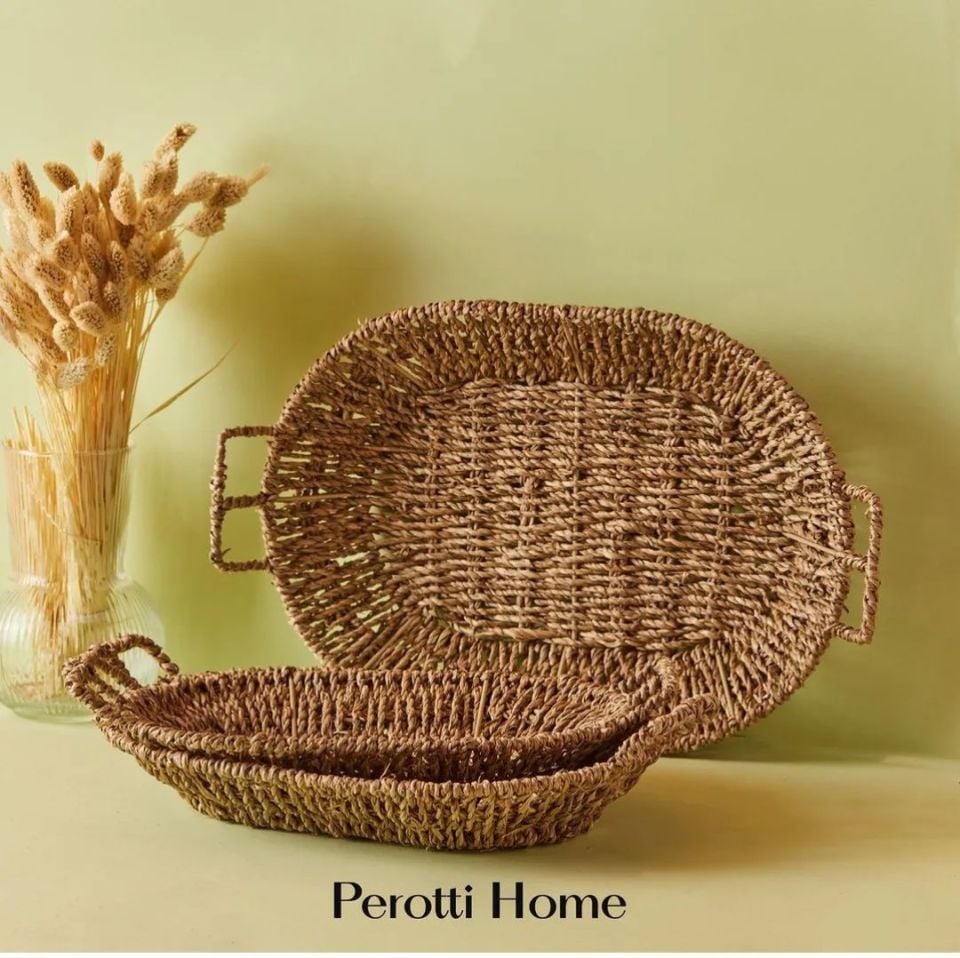 Perotti 3lü Hasır Tepsi Oval