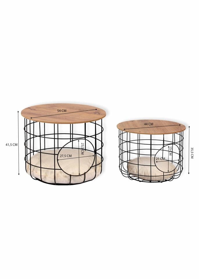 Kedi Yuvalı Orta Sehpa Ahşap