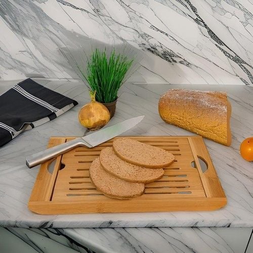Mien Bambu Izgaralı Hazneli Ekmek Kesme Tahtası