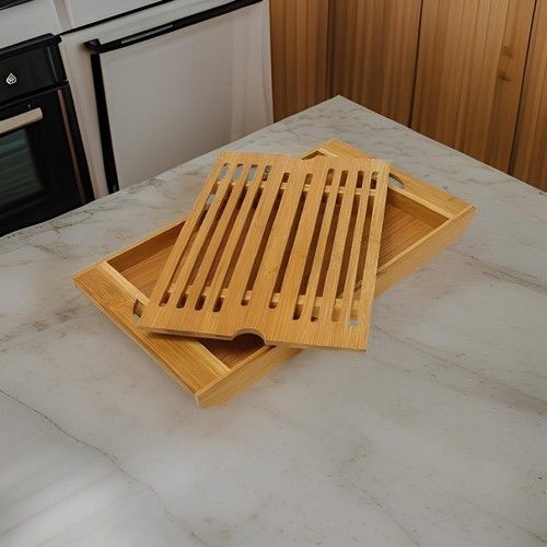 Mien Bambu Izgaralı Hazneli Ekmek Kesme Tahtası