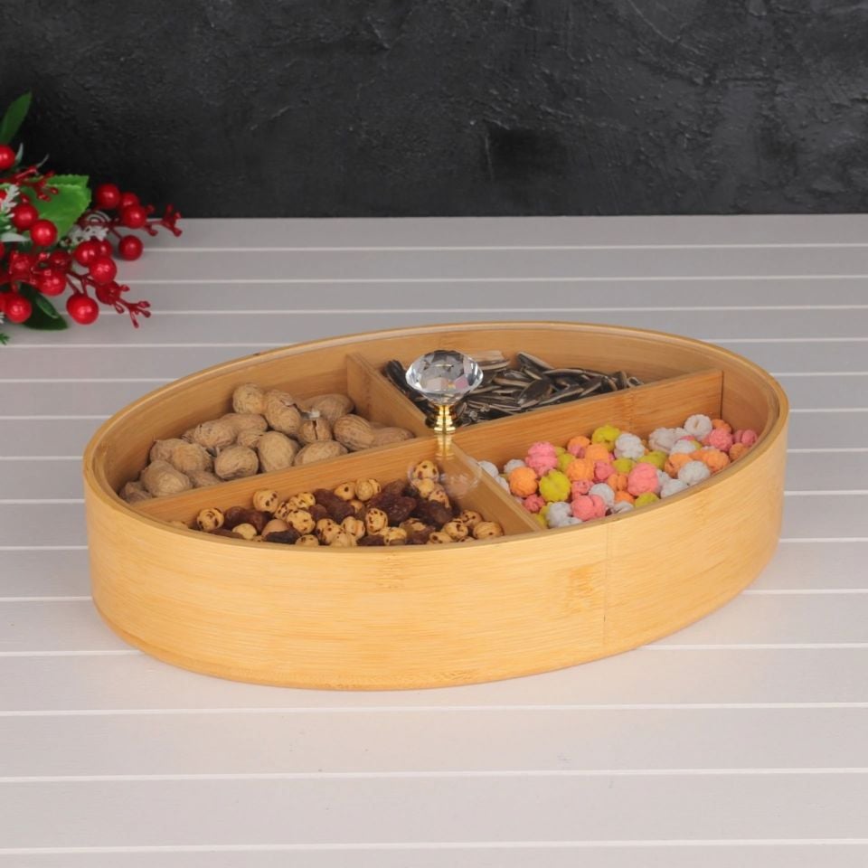 Mien BAMBU OVAL 4 BÖLMELİ ÇEREZLİK