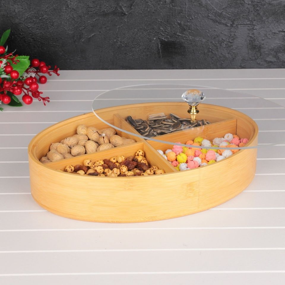Mien BAMBU OVAL 4 BÖLMELİ ÇEREZLİK