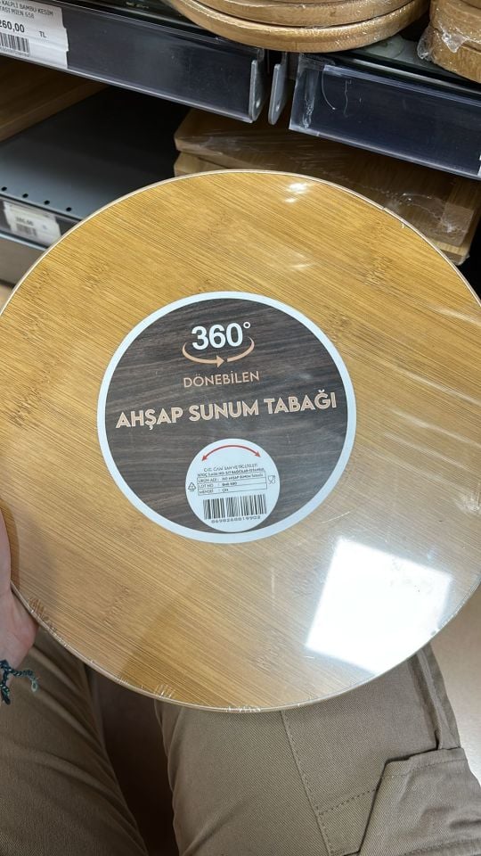 360 Derece Dönen Ahşap Sunum Tabağı