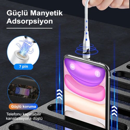 Micro 3'ü1 Arada Usb Hızlı Şarj Kablosu