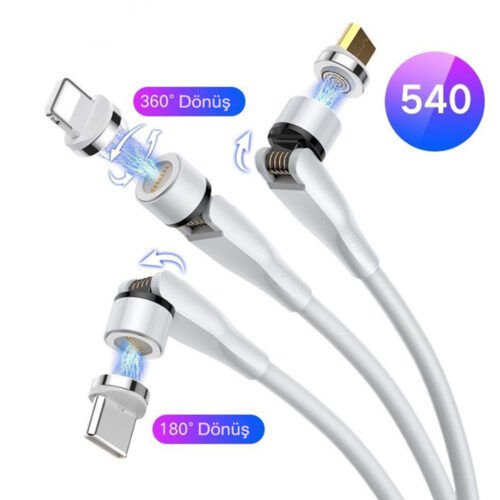 Micro 3'ü1 Arada Usb Hızlı Şarj Kablosu