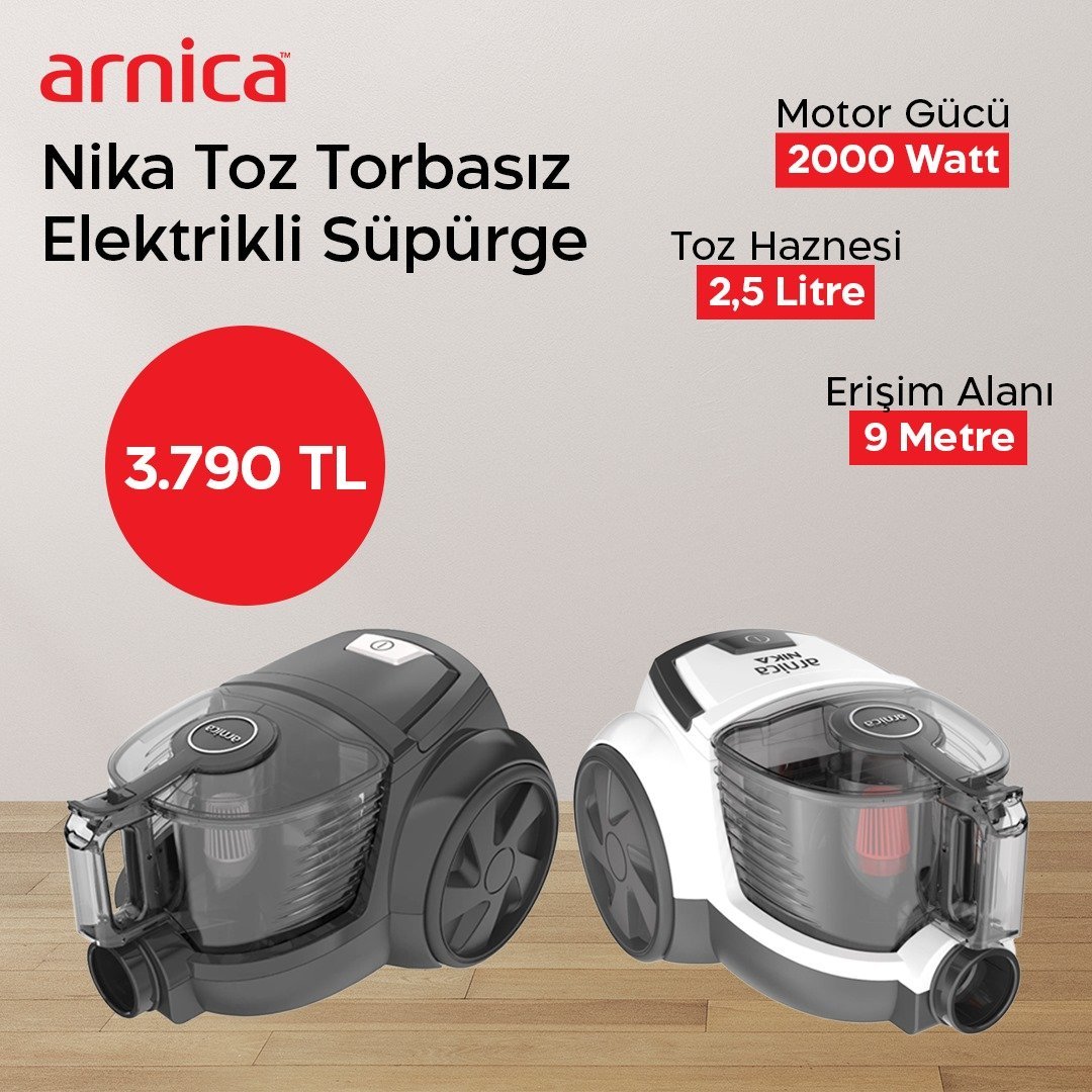 Arnica Nika Toz Torbasız Elektrikli Süpürge