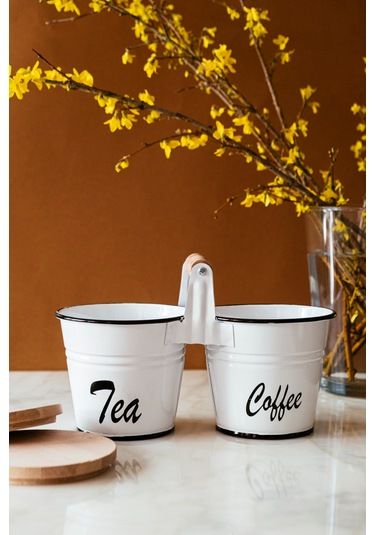 2'li Tutma Kulplu Ahşap Kapaklı Çay ve Kahve Kavanozu Seti