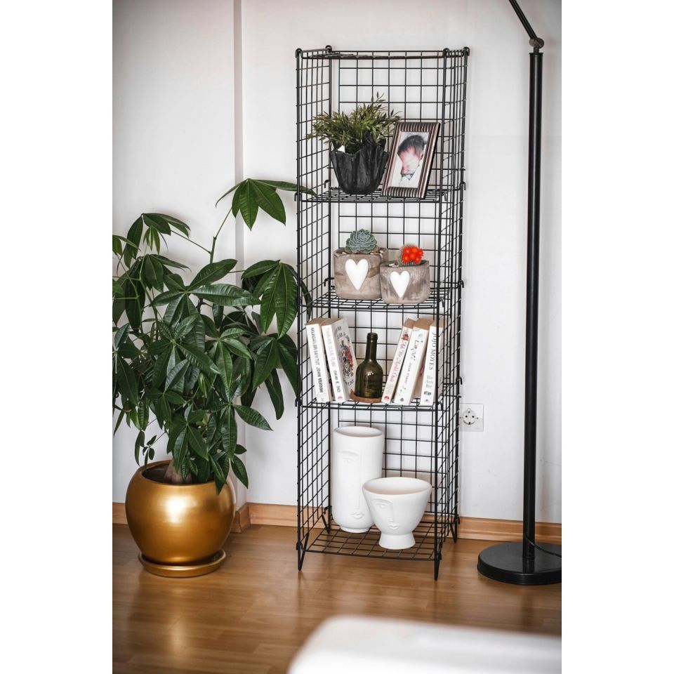 5 Raflı Metal Tel Kitaplık 9009