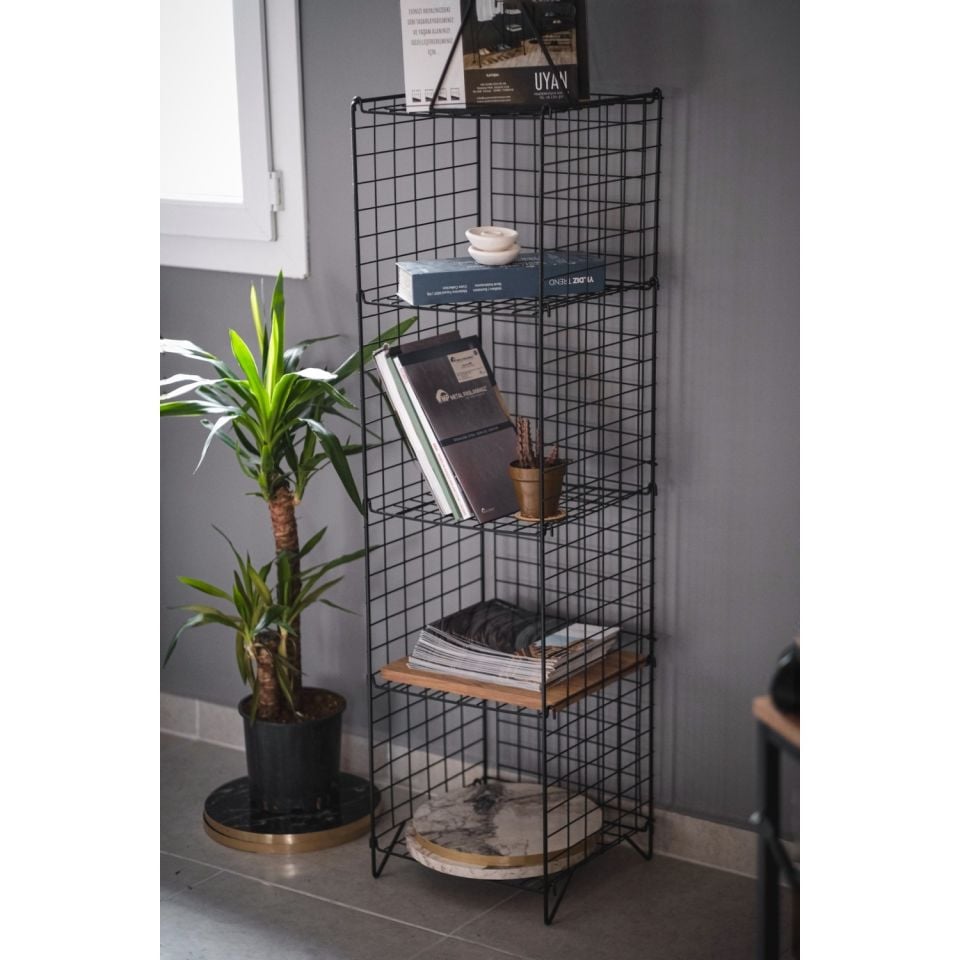 5 Raflı Metal Tel Kitaplık 9009