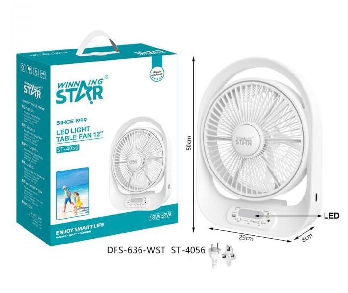 Winning Star 12″ Şarjlı USB Masa Fanı