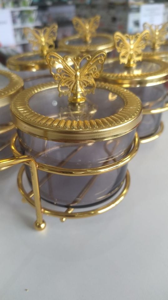 Palmiye Home 6lı Kristal kelebekli Sunumluk