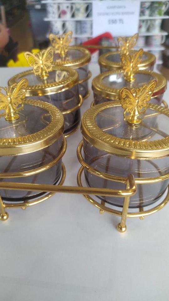Palmiye Home 6lı Kristal kelebekli Sunumluk