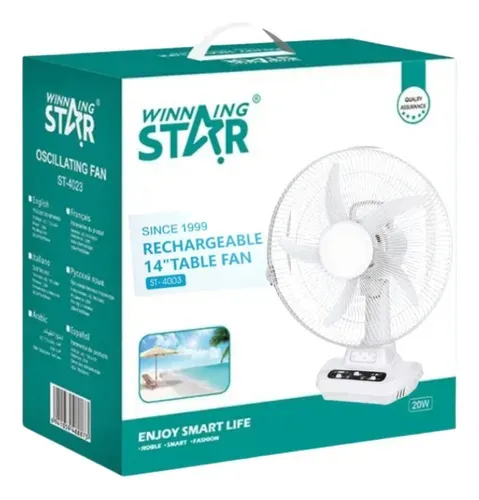 Winning Star 14″ Yeniden Şarj Edilebilir Masa Fanı