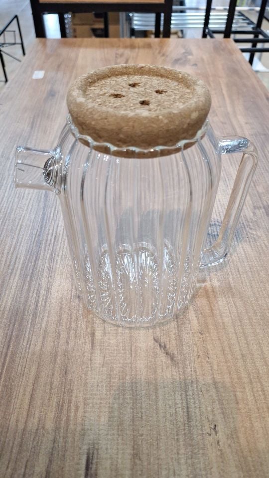Line Bambu Kapaklı Cam Demlik