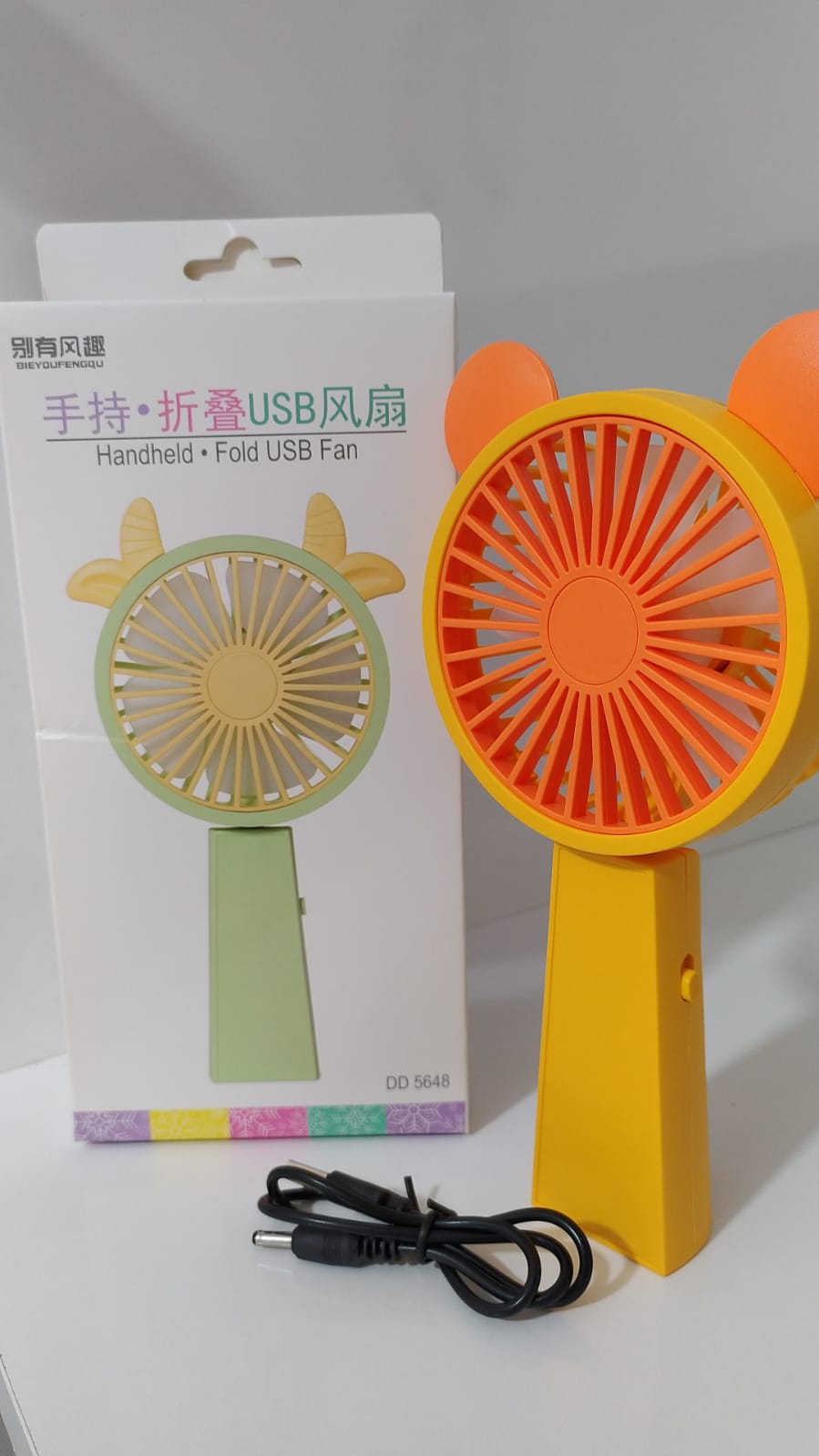 USB Şarjlı Sarı Mini El Vantilatörü