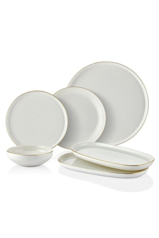 Ravello Home TOLEDO 26 PARÇA PURE GOLD İNSİDE BONE PORSELEN YEMEK TAKIMI