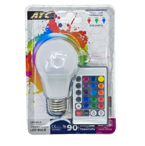 E27-9W Atc Kumandalı Rgb Led Alpul