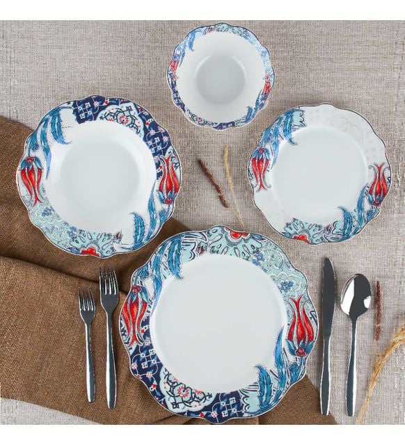 Perotti 14487 Tulips 24 Parça New Bone Chine Porselen Yemek Takımı