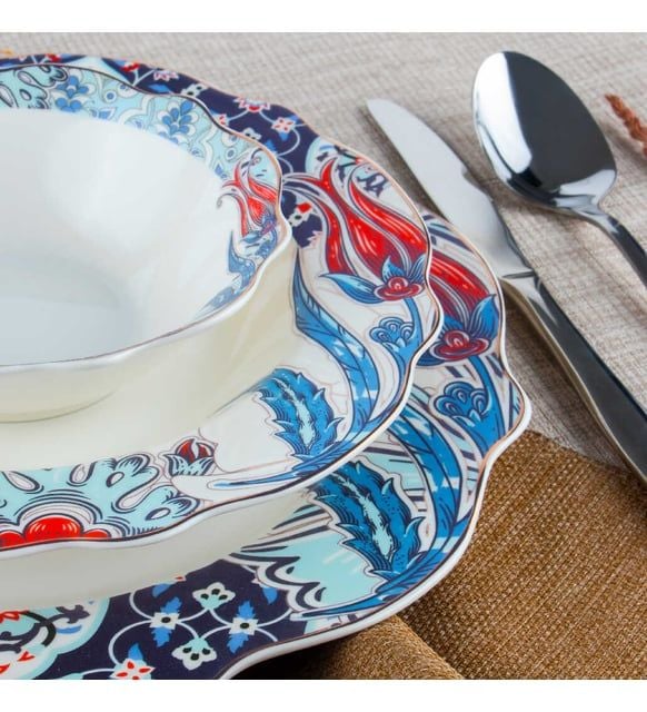 Perotti 14487 Tulips 24 Parça New Bone Chine Porselen Yemek Takımı