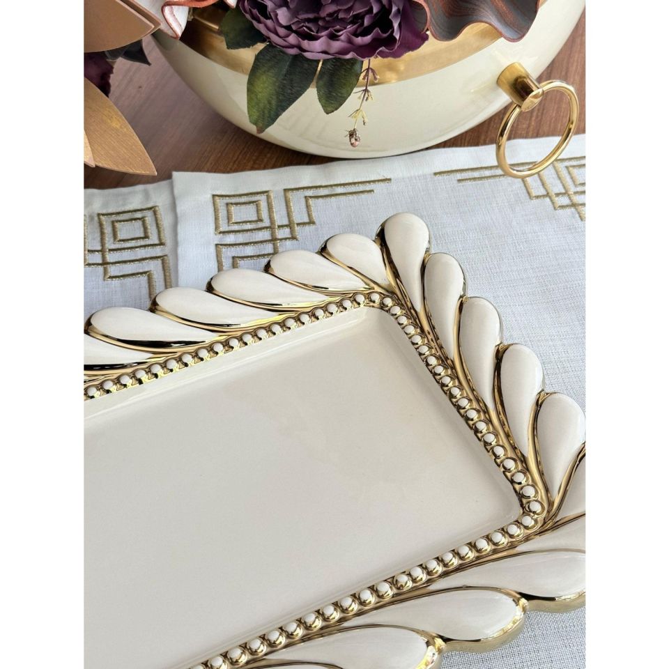 PİNK&MORE CLOVER DİKDÖRTGEN SUNUM TABAK