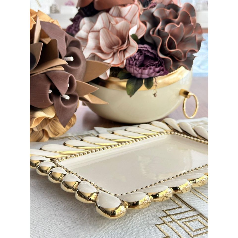 PİNK&MORE CLOVER DİKDÖRTGEN SUNUM TABAK