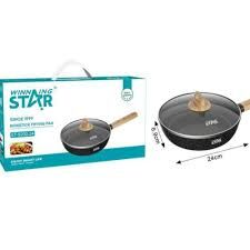 Winning Star Döküm Tava | 24 cm Orta Boy, Yapışmaz Kaplama, Kalın Taban, Ergonomik Sap