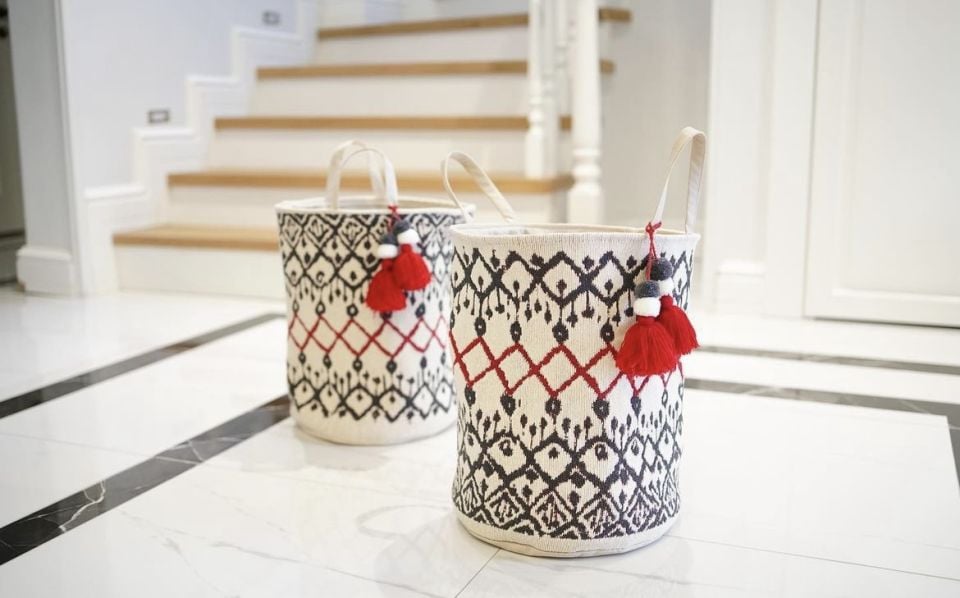 Kilim Yuvarlak Sepet