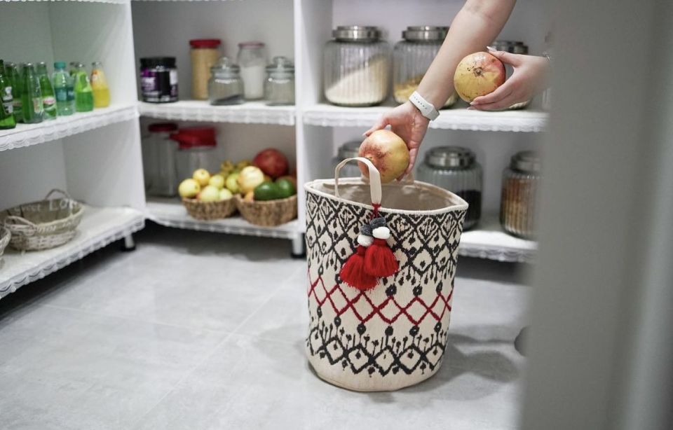 Kilim Yuvarlak Sepet