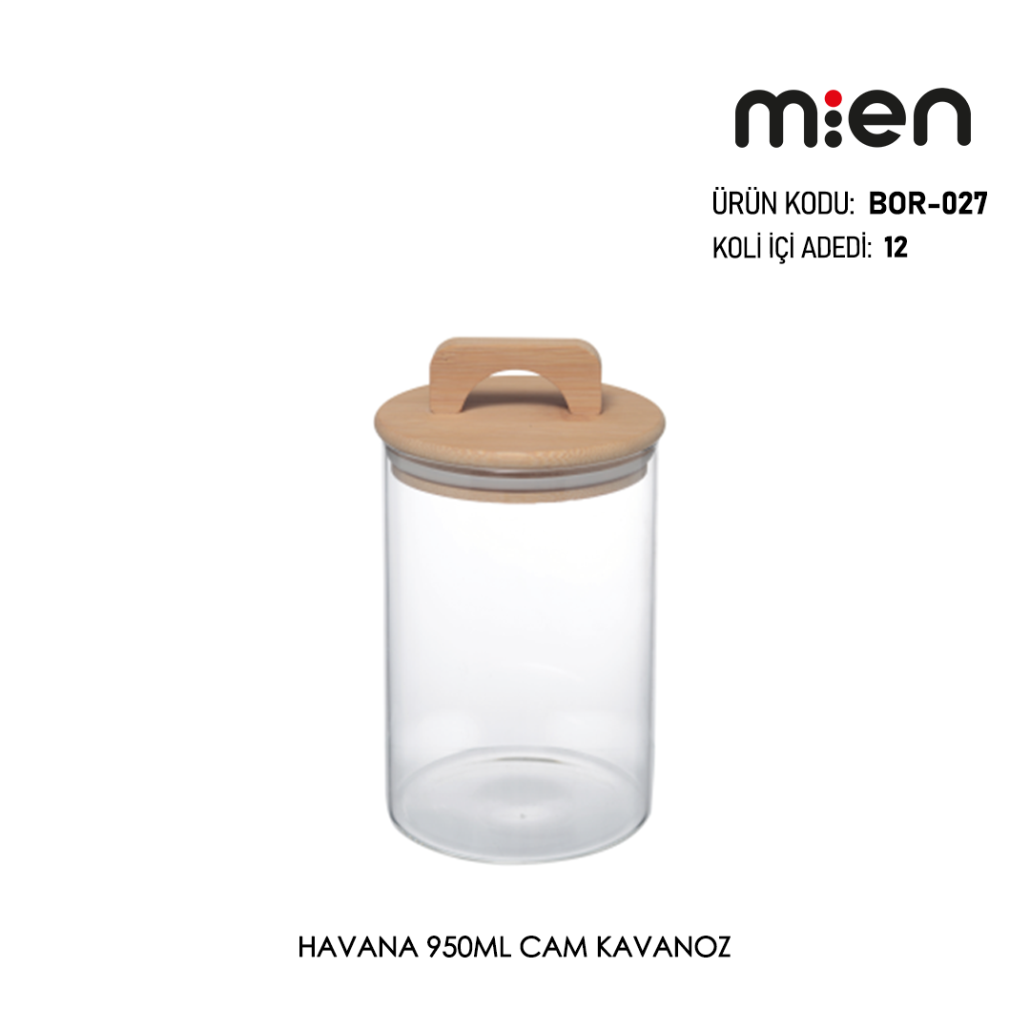 Mien 950ML Bambu Kapaklı Cam Kavanoz