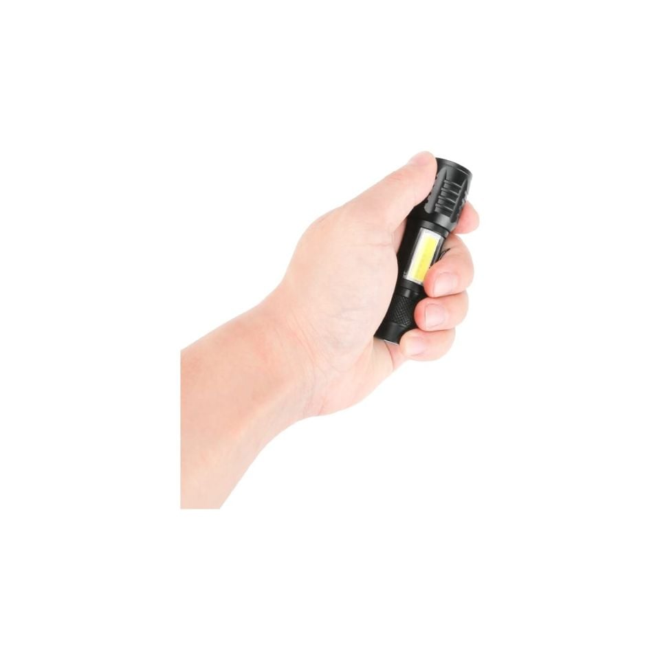 Çift Aydınlatmalı Güçlü Mini Boy USB Şarjlı El Feneri 2000 Lümen