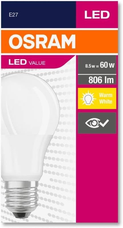 Osram LED Value 8.5W (60W) Sarı Işık Ampul