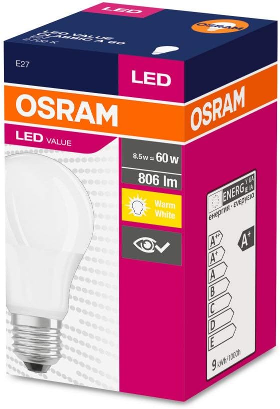 Osram LED Value 8.5W (60W) Sarı Işık Ampul