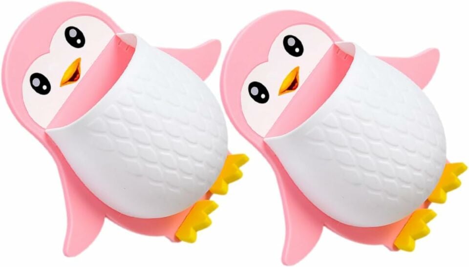 Penguen Yapışkanlı Diş Fırçası Tutucu
