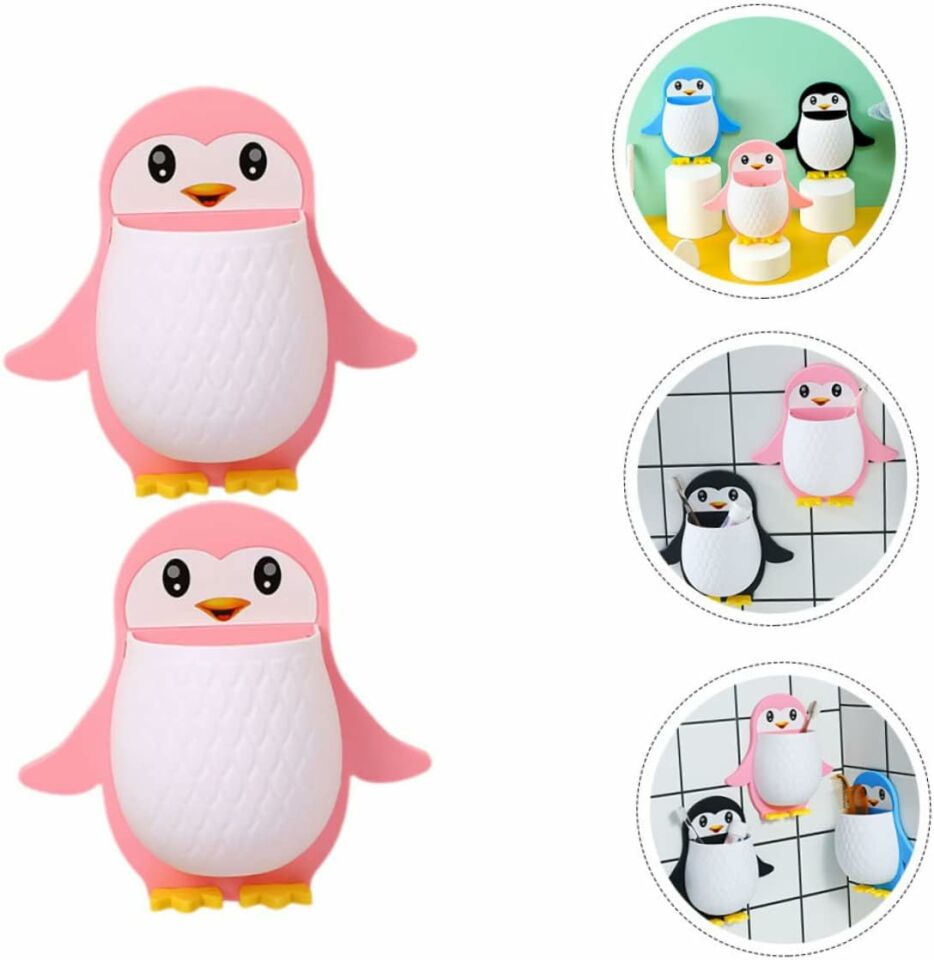 Penguen Yapışkanlı Diş Fırçası Tutucu