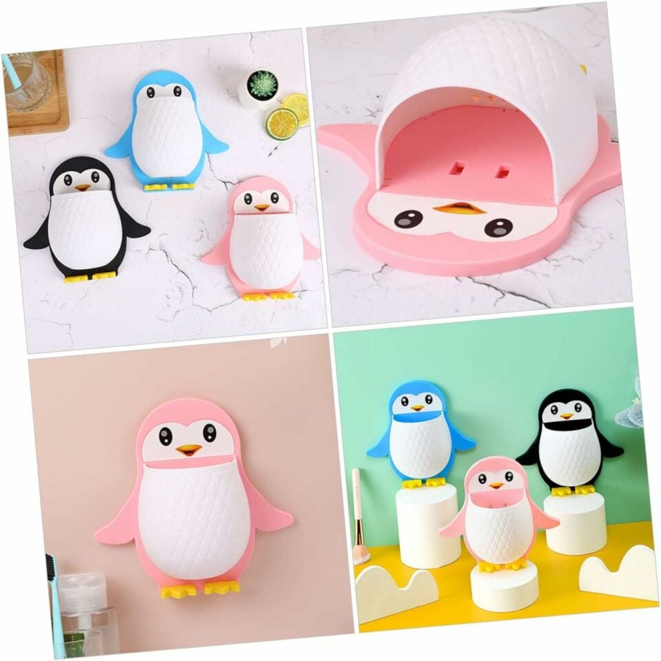 Penguen Yapışkanlı Diş Fırçası Tutucu