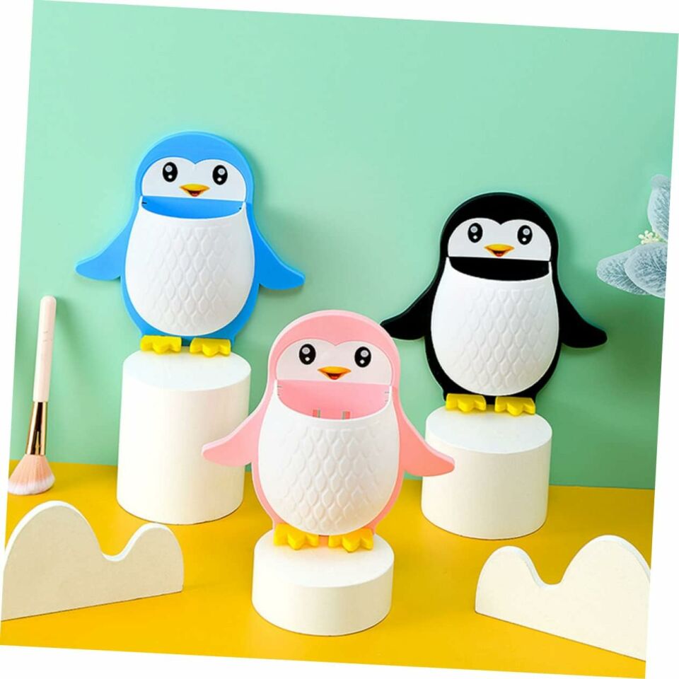 Penguen Yapışkanlı Diş Fırçası Tutucu