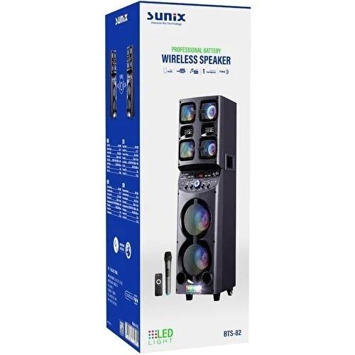 Sunix Mikrofonlu Kumandalı 96 cm Profesyonel Bataryalı Bluetooth Hoparlör Bts-82