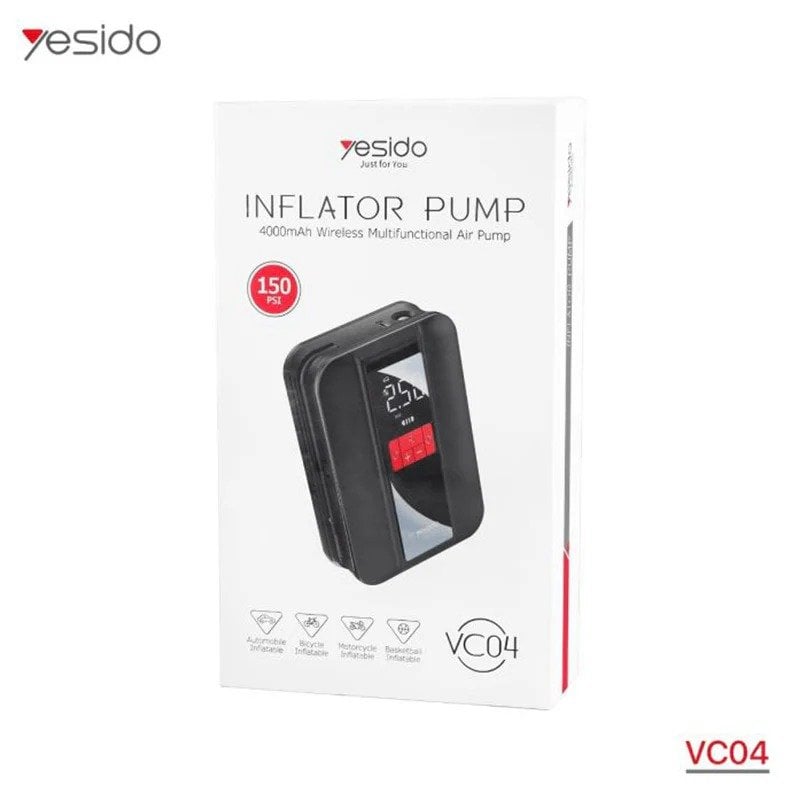 YESIDO VC-04 Tire Inflator 4000mAh, Multifunction Wireless Air Pump