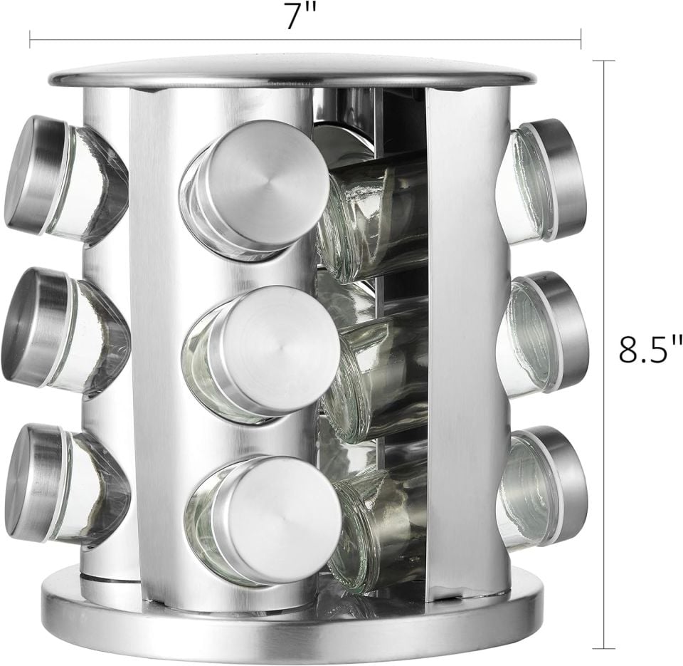 Yakut 12 Parça Metal Döner Standlı Baharatlık