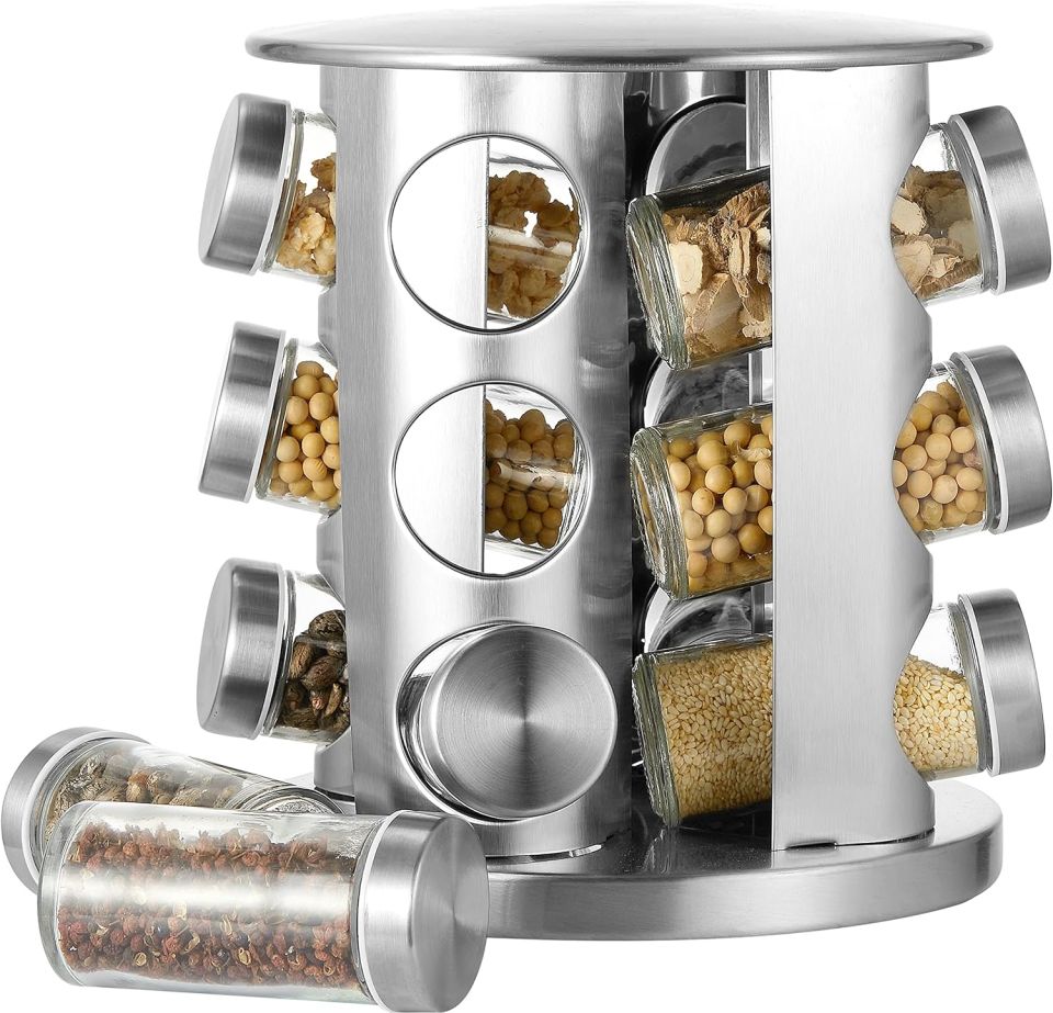 Yakut 12 Parça Metal Döner Standlı Baharatlık