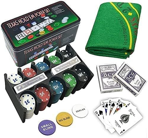 Metal Poker Seti, 200 Poker Cipsi, 2 Kapak, Ara Düğme, Küçük Kör, Büyük Kör, Oyun Mat